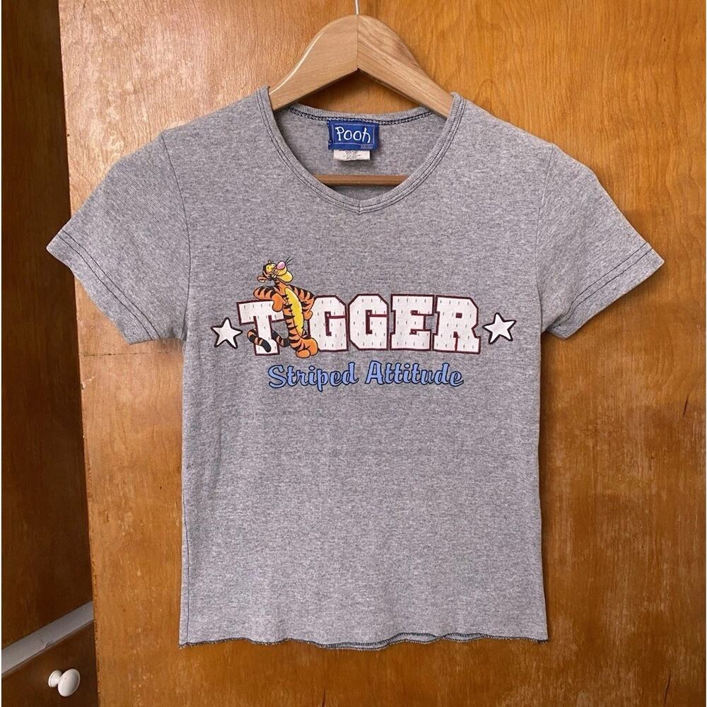 Vintage Tigger Winnie The Pooh 90s Y2K Crop Baby Tee T Shirt Sz M Disney Sporty